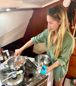 Kelly cooking in Bahamas